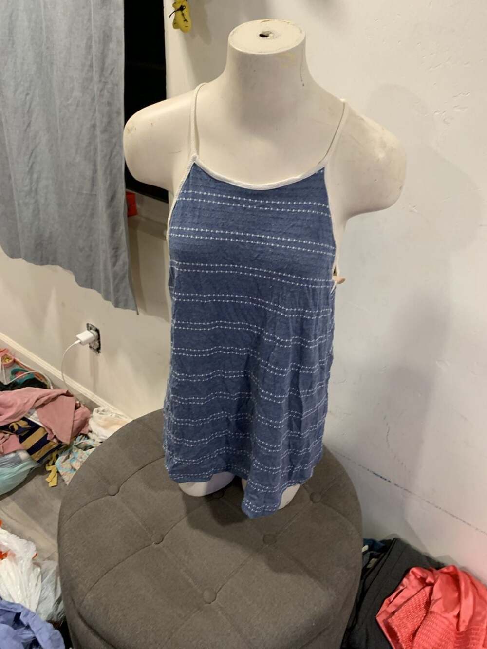Aerie Blue White Striped Tank Top Blue & White